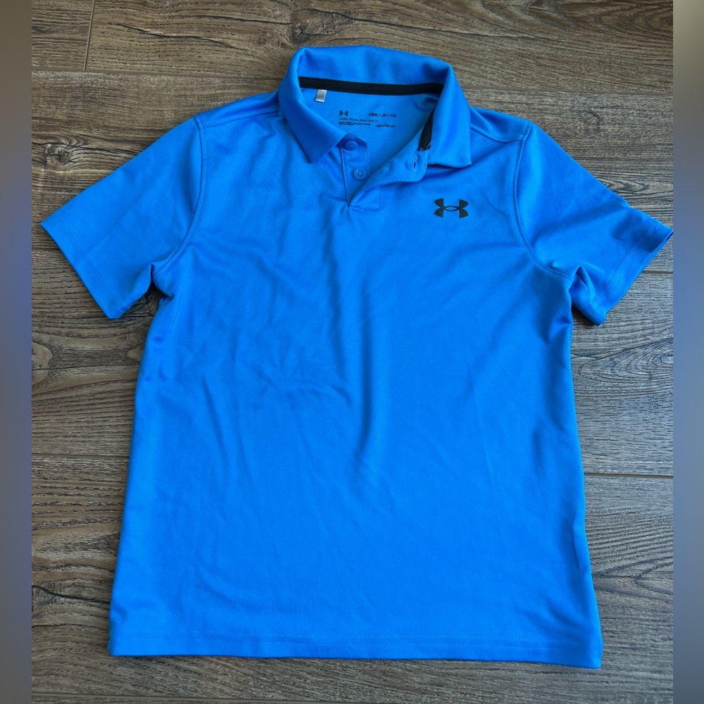 Under Armour Blue Polo Shirt Boys Youth Small